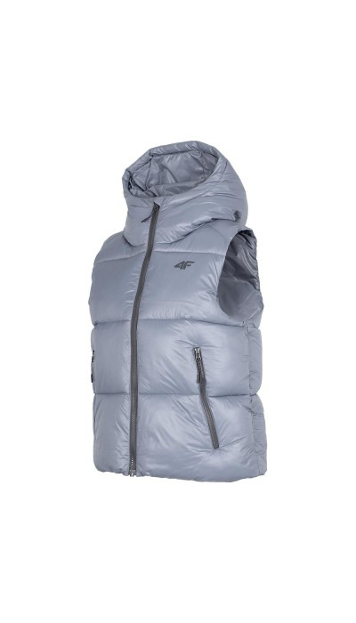 4F Γυναικείο αμάνικο μπουφάν με κουκούλα μωβ